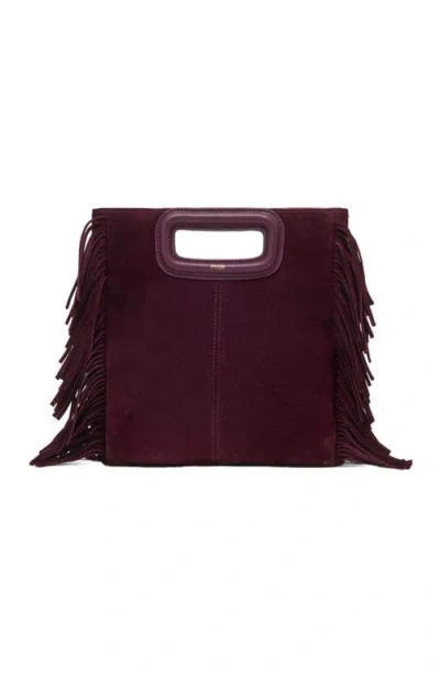 Maje Suede M Bag In Eggplant