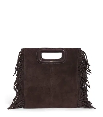 Maje Suede M Shoulder Bag In Brown