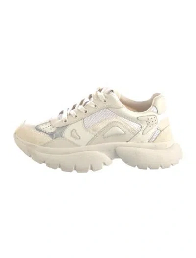 Pre-owned Maje Suede Mesh Accents Chunky Sneakers In Neutral