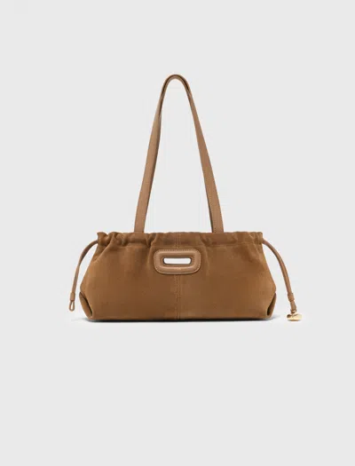 Maje Suede Milpli Gazette Bag In Brown