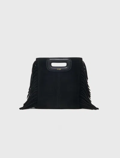 Maje Suede Mini M Bag In Black