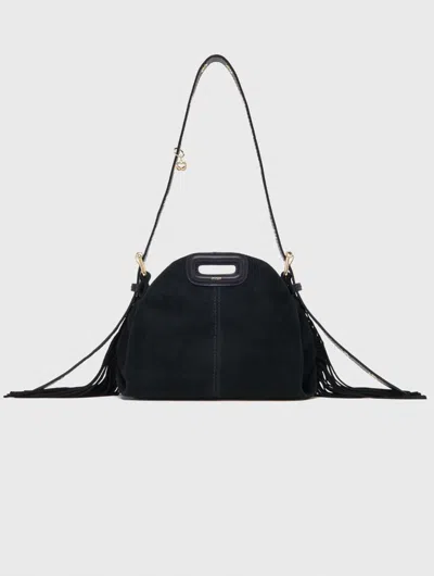 Maje Suede Mini Miss M Bag In Noir