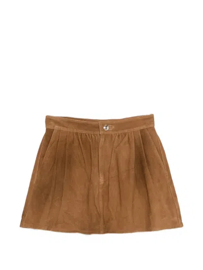 Maje Suede Mini Skirt In Brown
