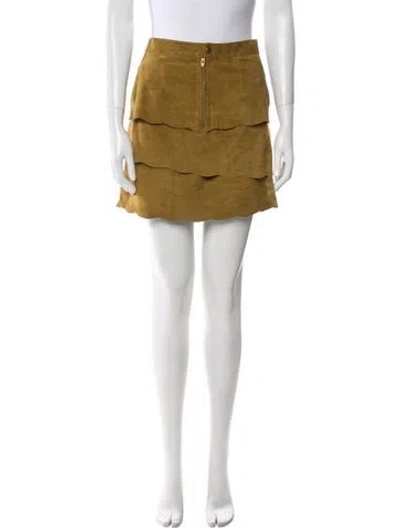 Pre-owned Maje Suede Mini Skirt In Brown