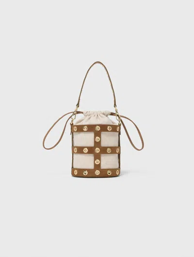 Maje Suede Miss M Bucket Bag In Brown