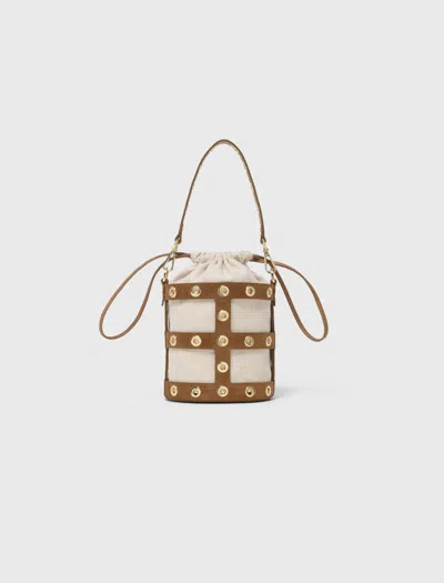 Maje Suede Miss M Bucket Bag In Brown
