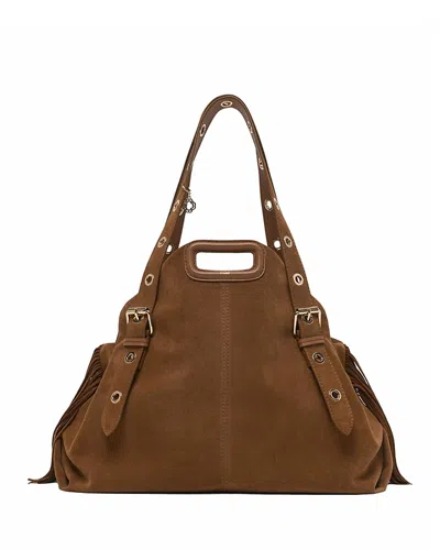 Maje Suede Miss M Xl Bag In Brown
