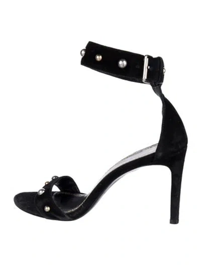 Pre-owned Maje Suede Sandals In Black