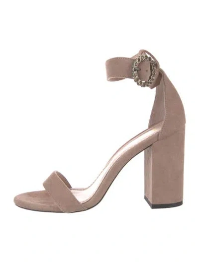 Pre-owned Maje Suede Sandals In Neutral