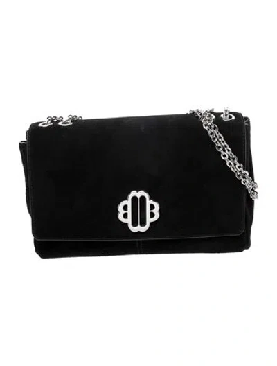 Pre-owned Maje Suede Shoulder Bag In Black