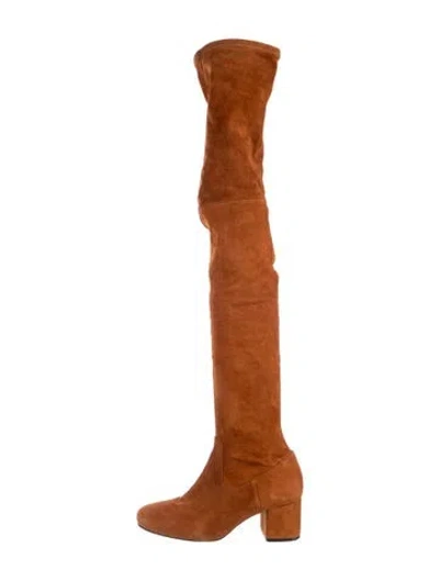 Pre-owned Maje Suede Slouch Boots In Brown