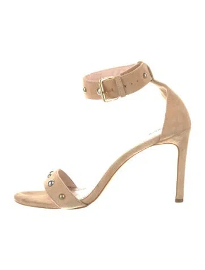 Pre-owned Maje Suede Studded Accents Sandals In Neutral