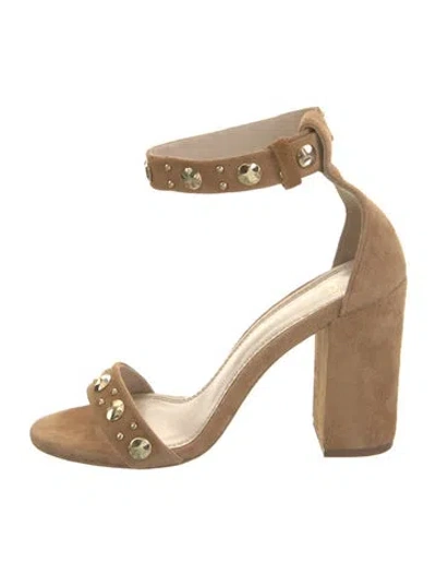 Pre-owned Maje Suede Studded Accents Sandals In Neutrals