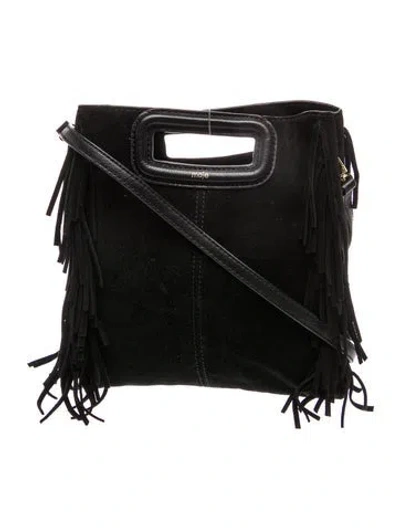Pre-owned Maje Suede Top Handle Bag In Black