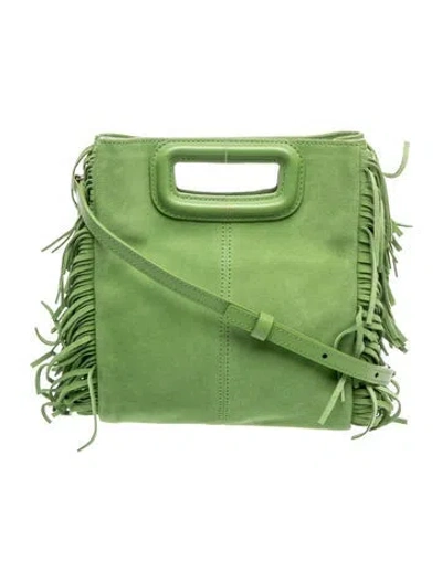 Pre-owned Maje Suede Top Handle Bag In Green