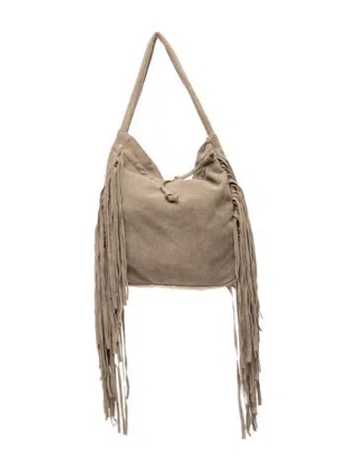 Pre-owned Maje Suede Top Handle Bag In Neutral