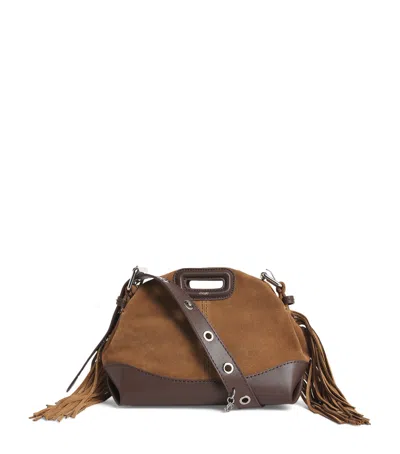 Maje Suede-leather Miss M Top-handle Bag In Brown