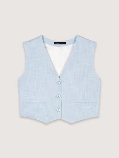 Maje Suit Jacket In Bleu Ciel