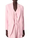 Maje Womens Roses Regular-fit Single-breasted Stretch-woven Blazer In Pink