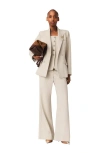Maje Suit Jacket With Brooch In Neutral