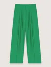Maje Pleat-detail Palazzo Pants In Vert