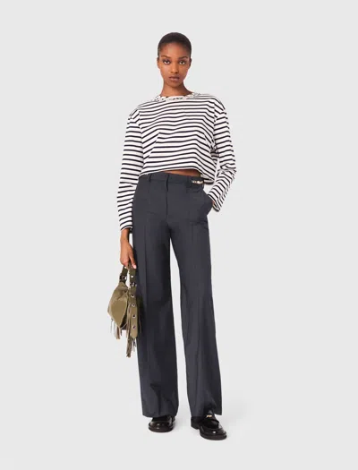 Maje Suit Trousers With Chain Detail In Blue