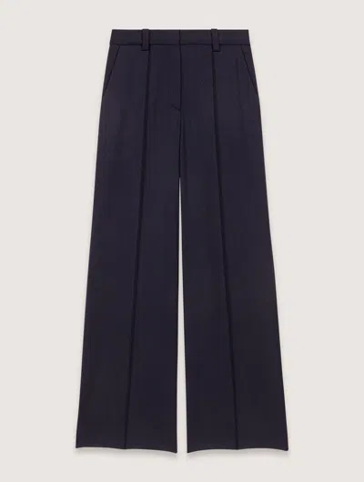 Maje Suit Trousers With Pintucks In Navy