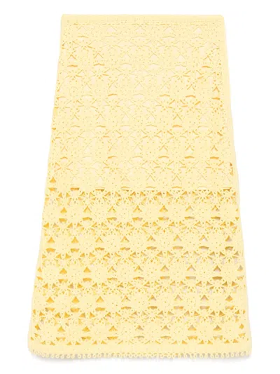 Maje Sun-patterned Midi Skirt In Yellow