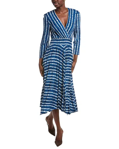Maje Wrap-effect Tie-dyed Woven Midi Dress In Kobaltblau