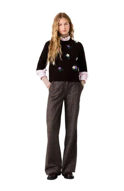 Maje Sweater With Floral Embroidery In Black