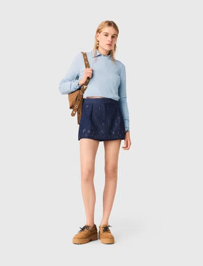 Maje Sweater With Jeweled Bows On Back In Multi