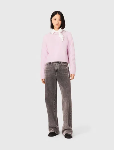 Maje Sweater With Jewelry Collar In Pink