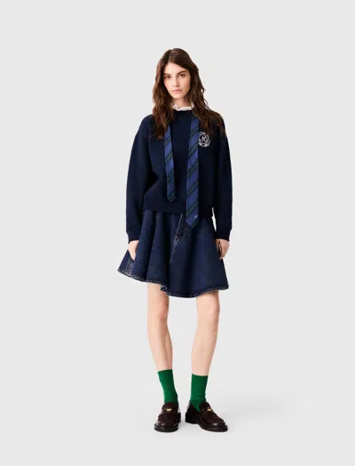 Maje Sweatshirt With Poplin Details In Navy