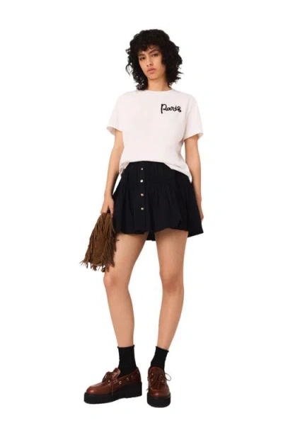 Maje T-shirt With Embroidered Paris Logo In White