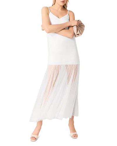 Maje Taffeta & Lace Dress In White