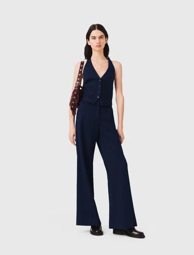 Maje Panello Tailored Backless Top In Blue