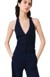 Maje Tailored Backless Top In Navy