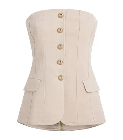 Maje Womens Beige Strapless Slim-fit Stretch-woven Bustier Top In Neutral