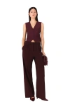 Maje Tailored High-waisted Suit Trousers In Burgundy