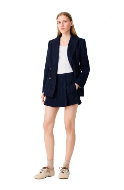 Maje Tailored Shorts With Lurex In Navy
