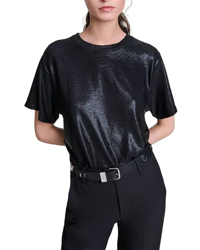 Maje Tamo Tee In Black Glitter