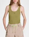 Maje Ribbed Vest Top In Khaki