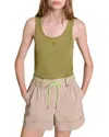 Maje Ribbed Vest Top In Khaki
