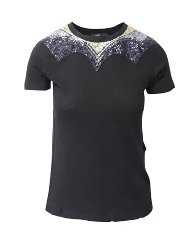 Maje Tatillon Embellished T-shirt In Black Cotton