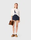 Maje Boat Print T-shirt In White