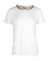 Maje Tellor Embellished T-shirt In Cream Linen In White