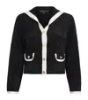 Maje Womens Black Sailor-collar Button-down Stretch-velvet Cardigan In Black