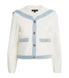 Maje Terry Denim-trim Cardigan In White