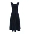 Maje Terry Structured Midi Dress In Blue