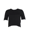 Maje Textured Crop Top In Black Acetate In Black
